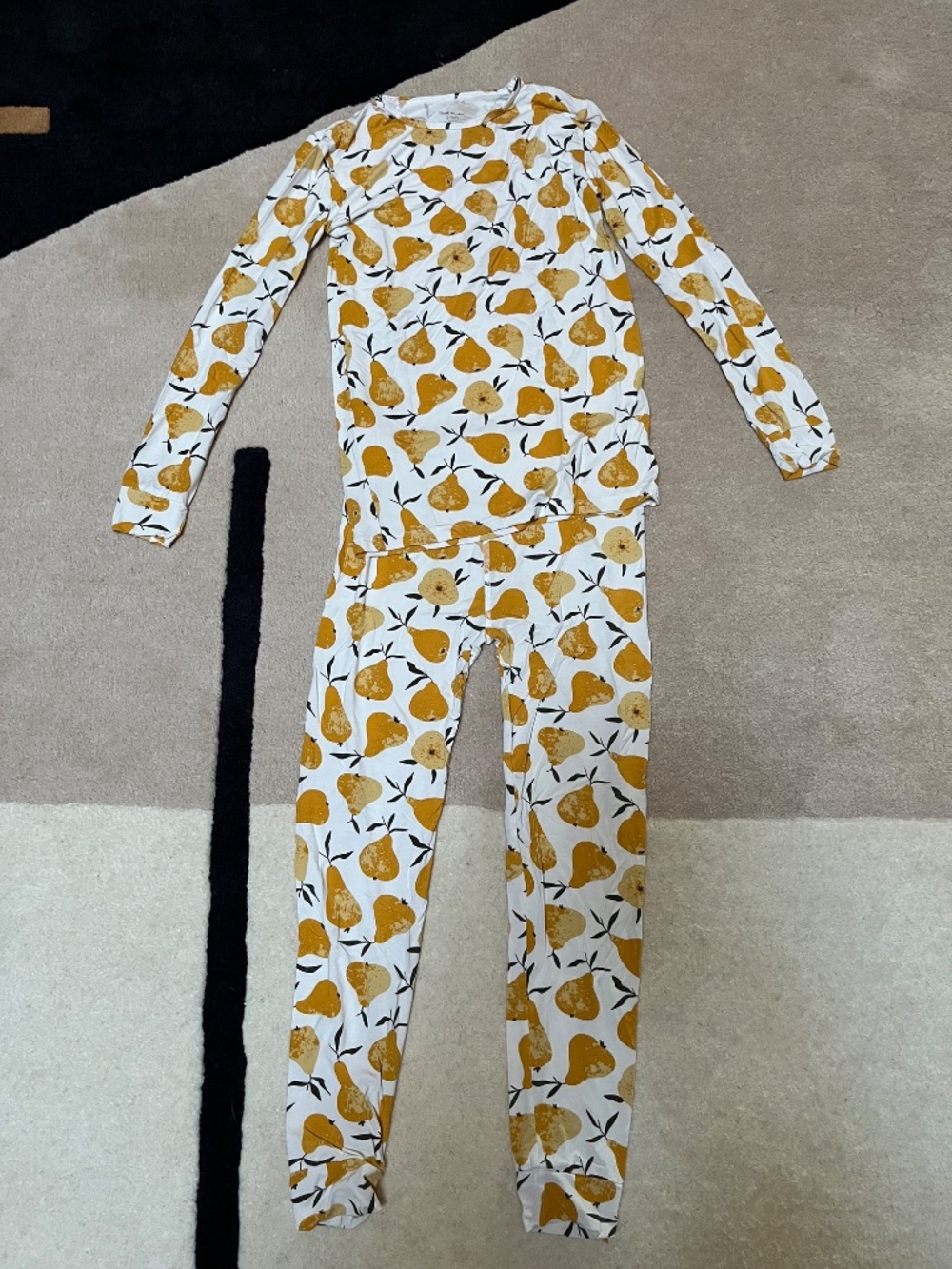 Sweet Bamboo Yellow Pears Bamboo PJs Size 12 NWOT